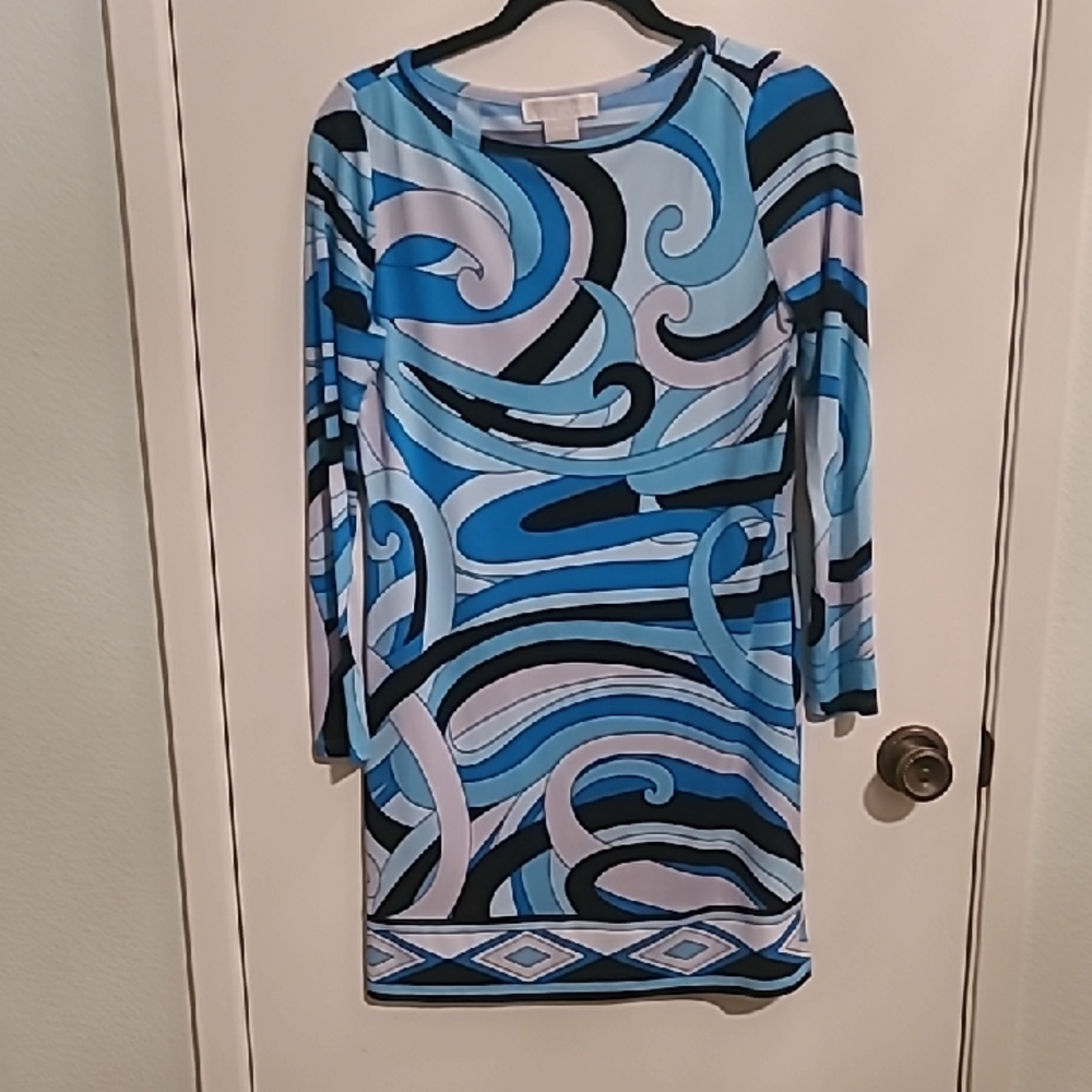 Michael Kors Blue and Black Sheath Dress for Cocktail Nights